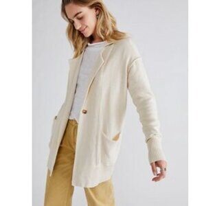 FREE PEOPLE Care FP Desert Blazer - Oversized Knit Cardigan in Natural